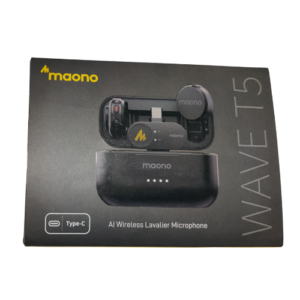 Maono T5 wireless lavalier microphone system with noise reduction for smartphone, camera, and PC recording