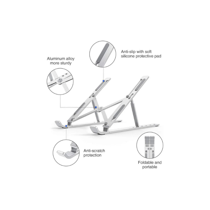 Adjustable metal laptop stand ergonomic cooling riser for desk and office use