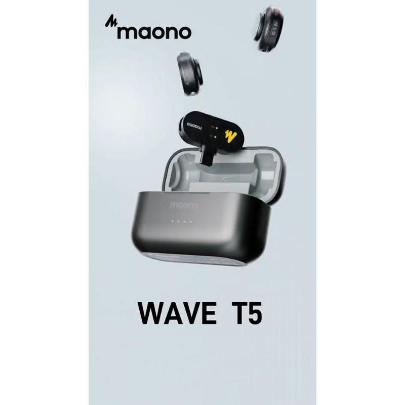 Maono T5 wireless lavalier microphone system with noise reduction for smartphone, camera, and PC recording
